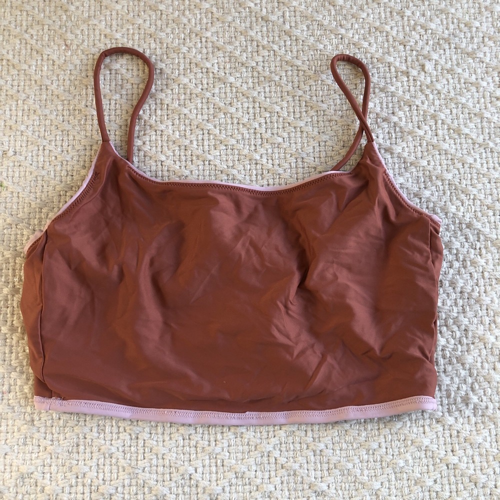 Madewell Second Wave Reversible Longline Bikini Top Medium UPF 50 NWT